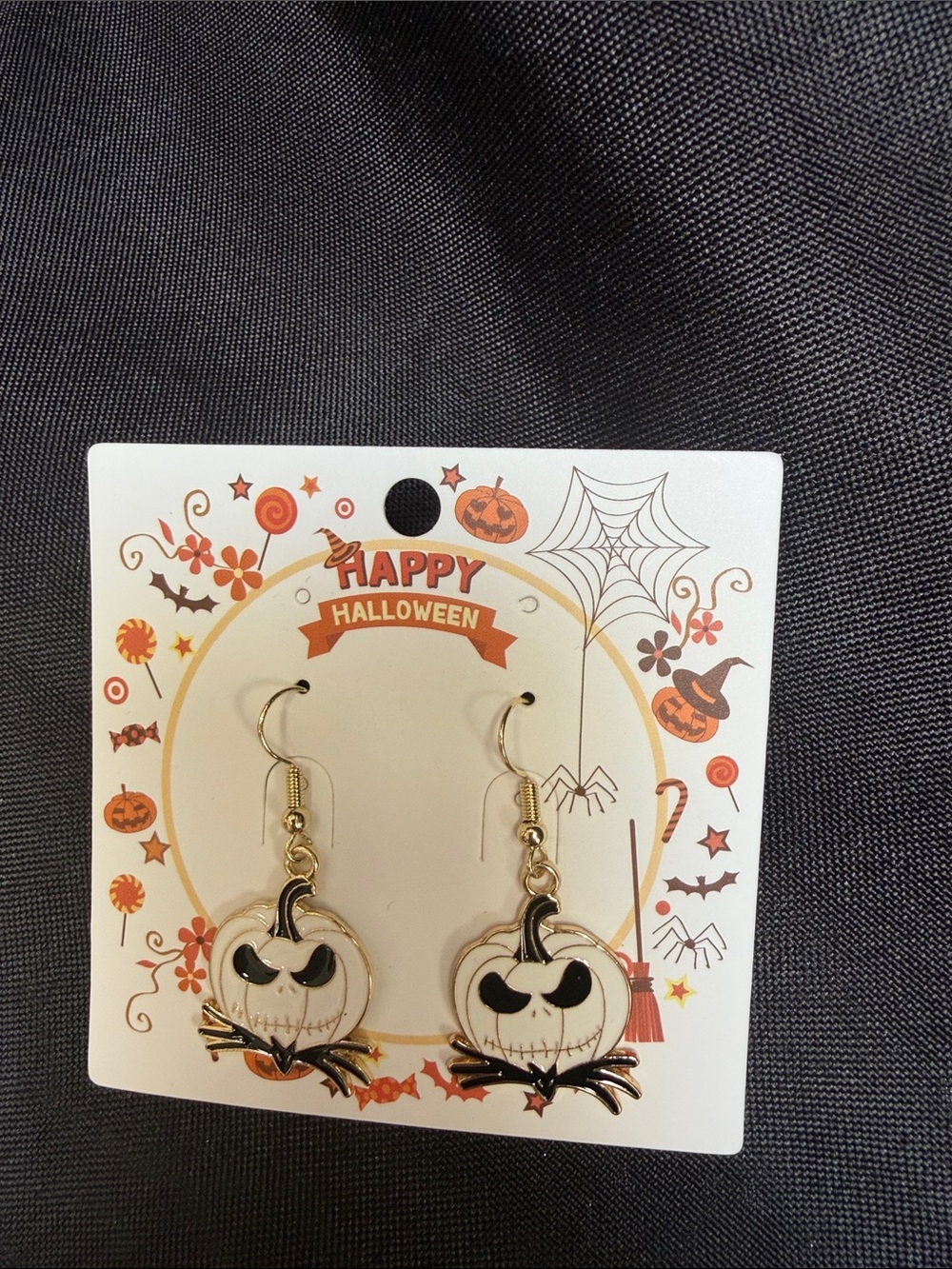 White Pumpkin Dangle Earrings - Gold Hardware